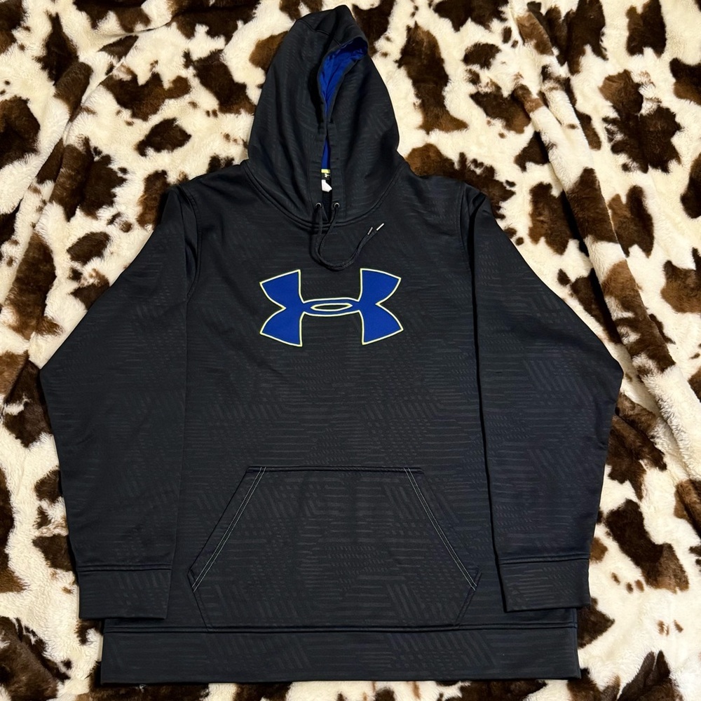 Under Armour Black Hoodie with Vibrant Blue Logo Size XXL